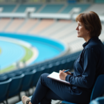 Athlète féminine en tribune observant un événement parasport