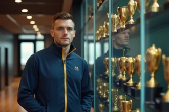 Hardy Matt avec trophées dans une salle de sport moderne