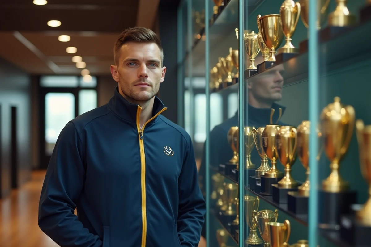 Hardy Matt avec trophées dans une salle de sport moderne