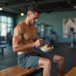 Jeune athlète préparant un bol de flocons d'avoine