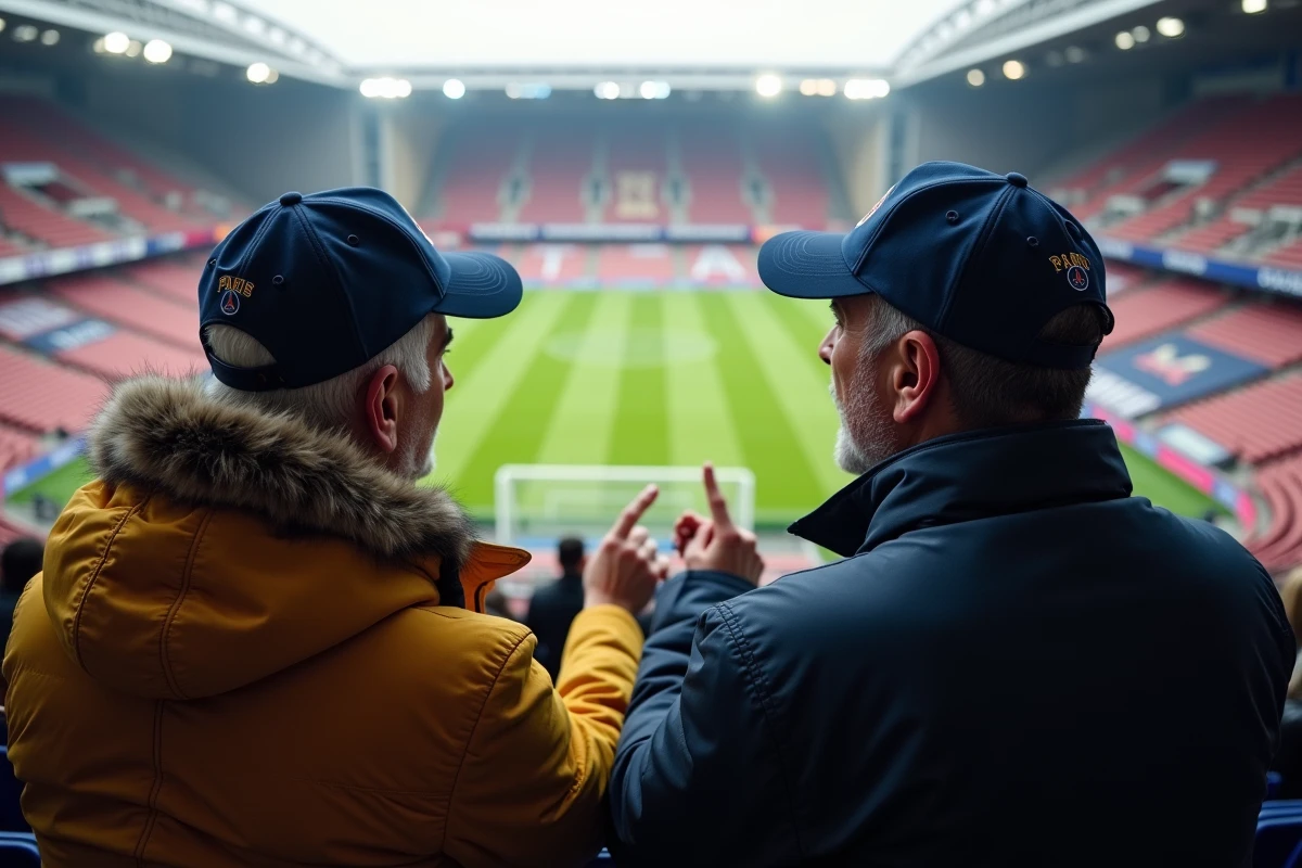 Couple discutant de leurs billets au stade Charléty