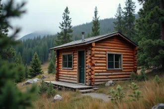 Chalet de sport en bois avec bardage en cèdre au bord d'une forêt de pins
