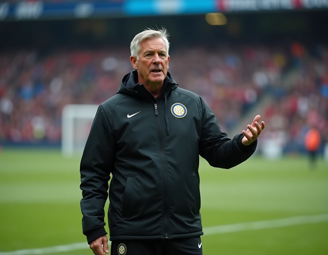 Entraîneur de l'Inter Milan en bord de terrain lors d'un match de Ligue des champions UEFA 2026