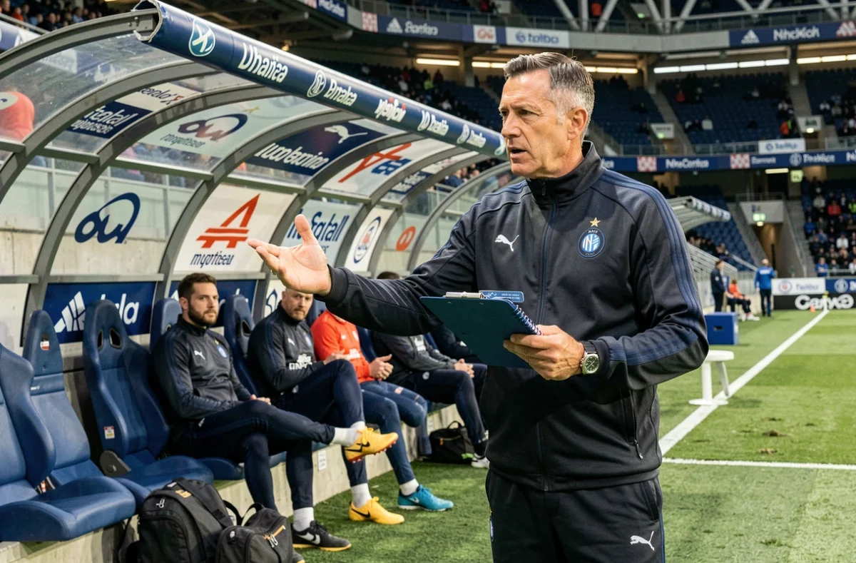 Entraîneur de l'Inter de Milan donnant des consignes tactiques depuis le bord du terrain en Serie A