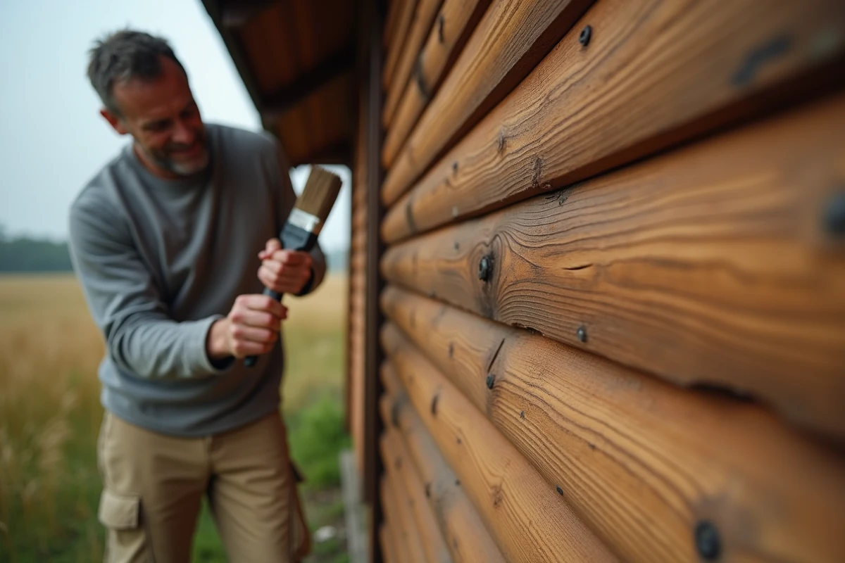 Entretien d'un chalet de sport en bois avec application de lasure protectrice