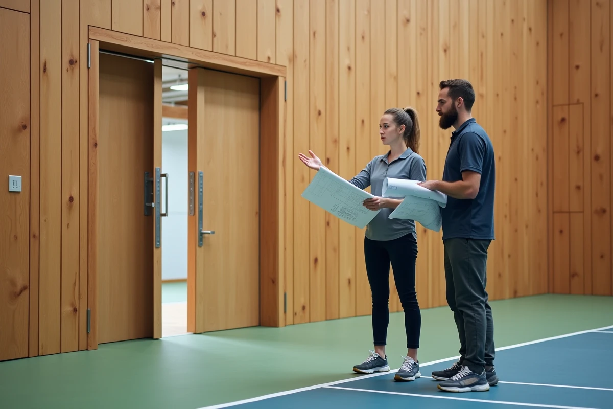 Jeune femme sportive montrant un problème de porte mal alignée