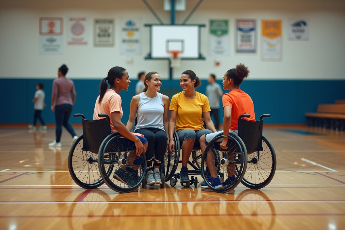 Groupe divers de jeunes sportifs en salle de sport