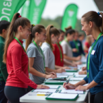 Groupe de jeunes souriants lors d'un check-in sportif en extérieur