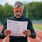 Homme en tenue de course examinant un graphique de rythme