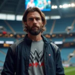 Homme musclé dans une arène de lutte avec ambiance anticipation