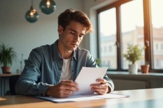 Jeune adulte avec smartphone et contrat Basic Fit