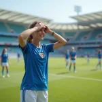 Jeune fille joueuse de football en pleine action sur le terrain