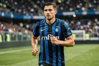 Joueur de l'Inter Milan en action sur le terrain lors d'un match de Ligue des Champions 2026