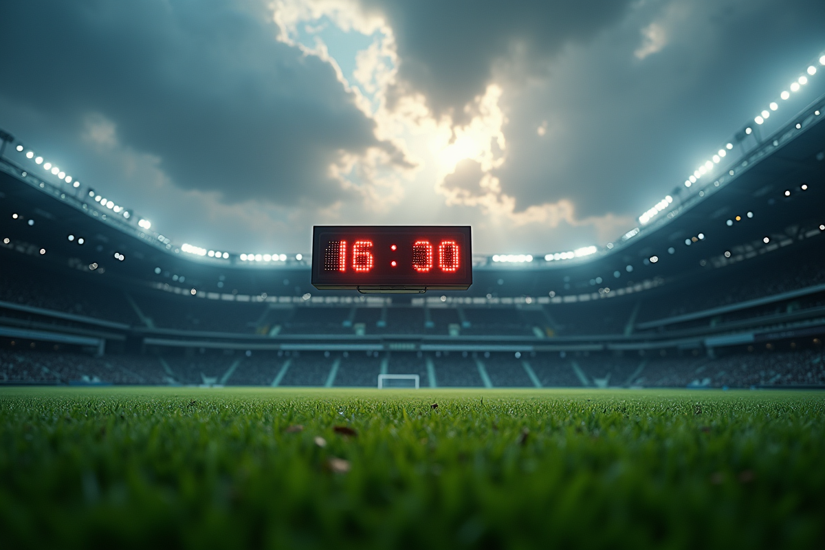 Tableau de score numérique affichant le compte à rebours lors d