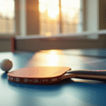 Raquette de ping pong sur une table lumineuse et moderne