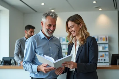 Couple en réunion dans un bureau moderne de la federation sportive