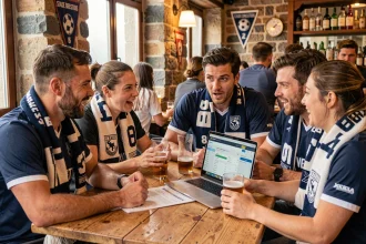 Supporters du Stade Brestois 29 réunis dans une brasserie brestoise pour discuter du forum des fans